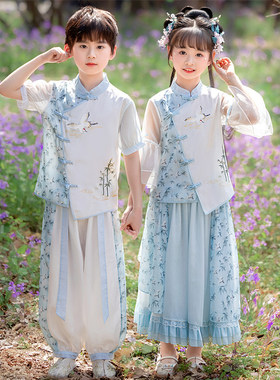 汉服2026夏季男童女童超仙唐装国风新中式国学服儿童古风演出服装