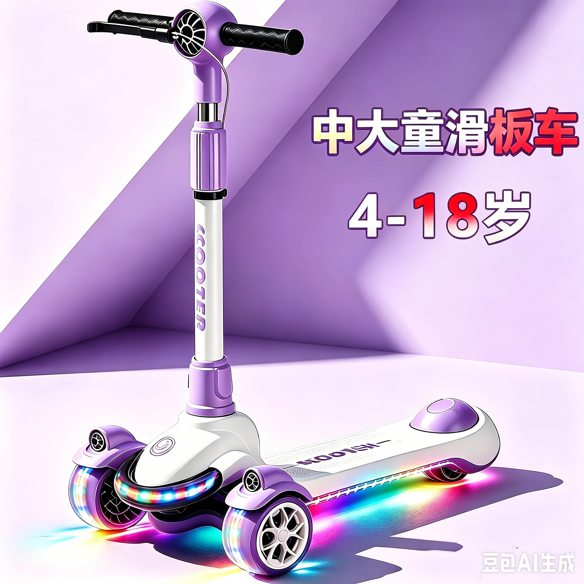 4-18岁男女孩加大滑板车手刹脚刹
