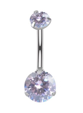 钛合金脐钉脐环高抛光内螺纹穿刺饰品f136圆形锆石防过敏