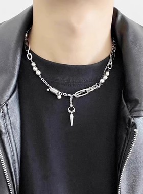 拼接铆钉钢珠项链不掉色时尚冷淡风小众设计嘻哈锁骨链男女颈链潮