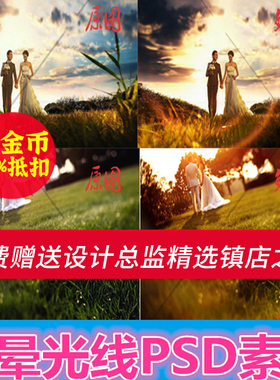 S116婚纱光晕光线阳光圈逆光源素材高端后期调色修图设计PSD素材