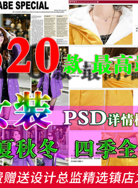 S186女装PSD分层描述模板 淘宝排版设计 服装宝贝细节素材详情页