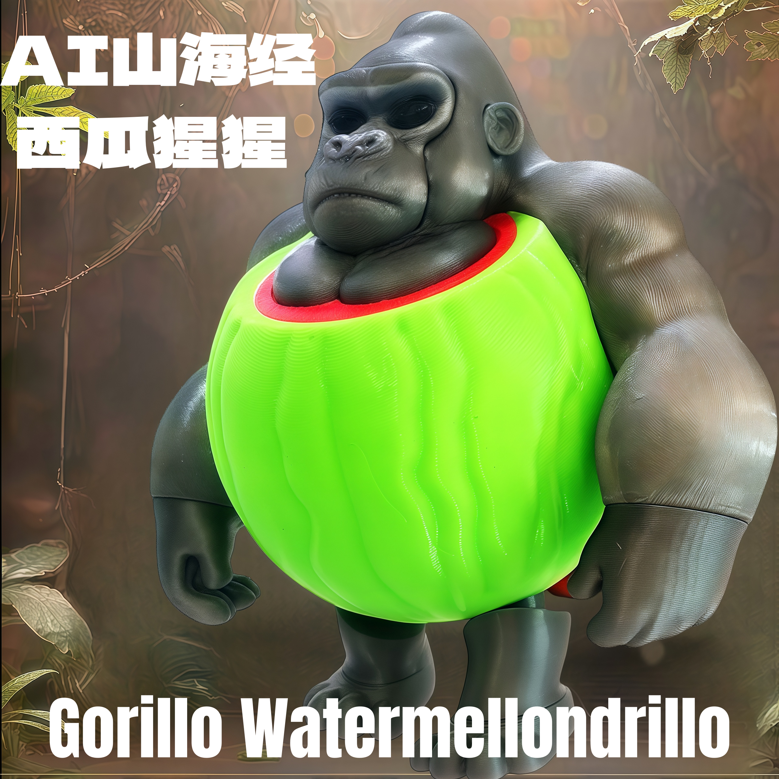 AI外国山海经西瓜猩猩Gorillo Watermellon可动玩具模型孩子礼物