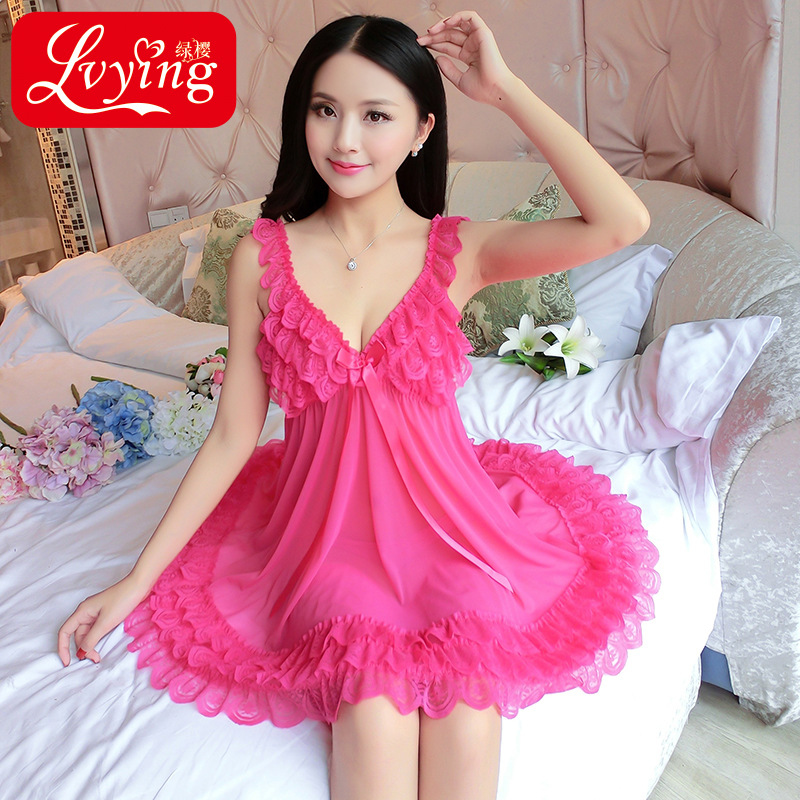 性感睡衣女夏爆款桑拿技师内衣高挡蕾丝吊带宽松睡裙超薄透视