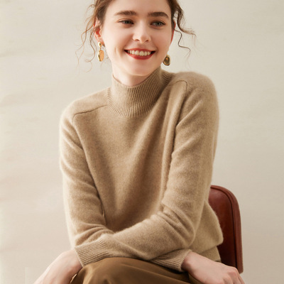 山羊绒女士纯色加厚半高领秋冬新