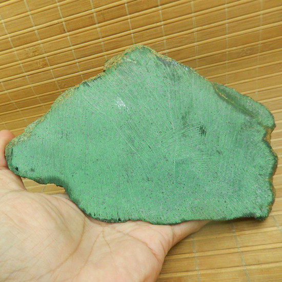 翡翠干青老料暗绿满色手镯切面明料 玉原石A货厚桩宽版抛光毛料