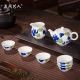 Jingdezhen blue and white porcelain kung fu tea set 6 hand - made ceramic teapot teacup sample tea cup set fair keller