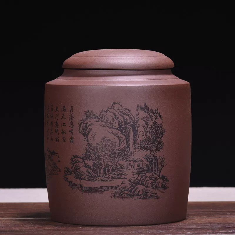 宜兴紫砂手工密封茶叶罐