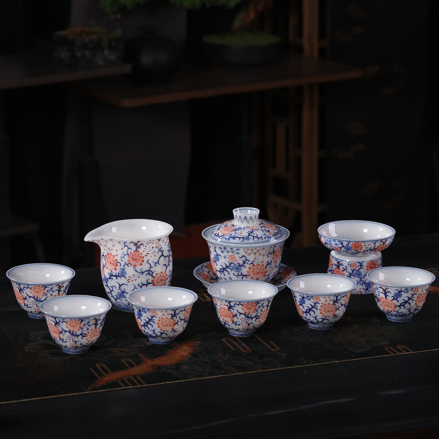 青花璞玉白瓷功夫茶具轻奢礼盒