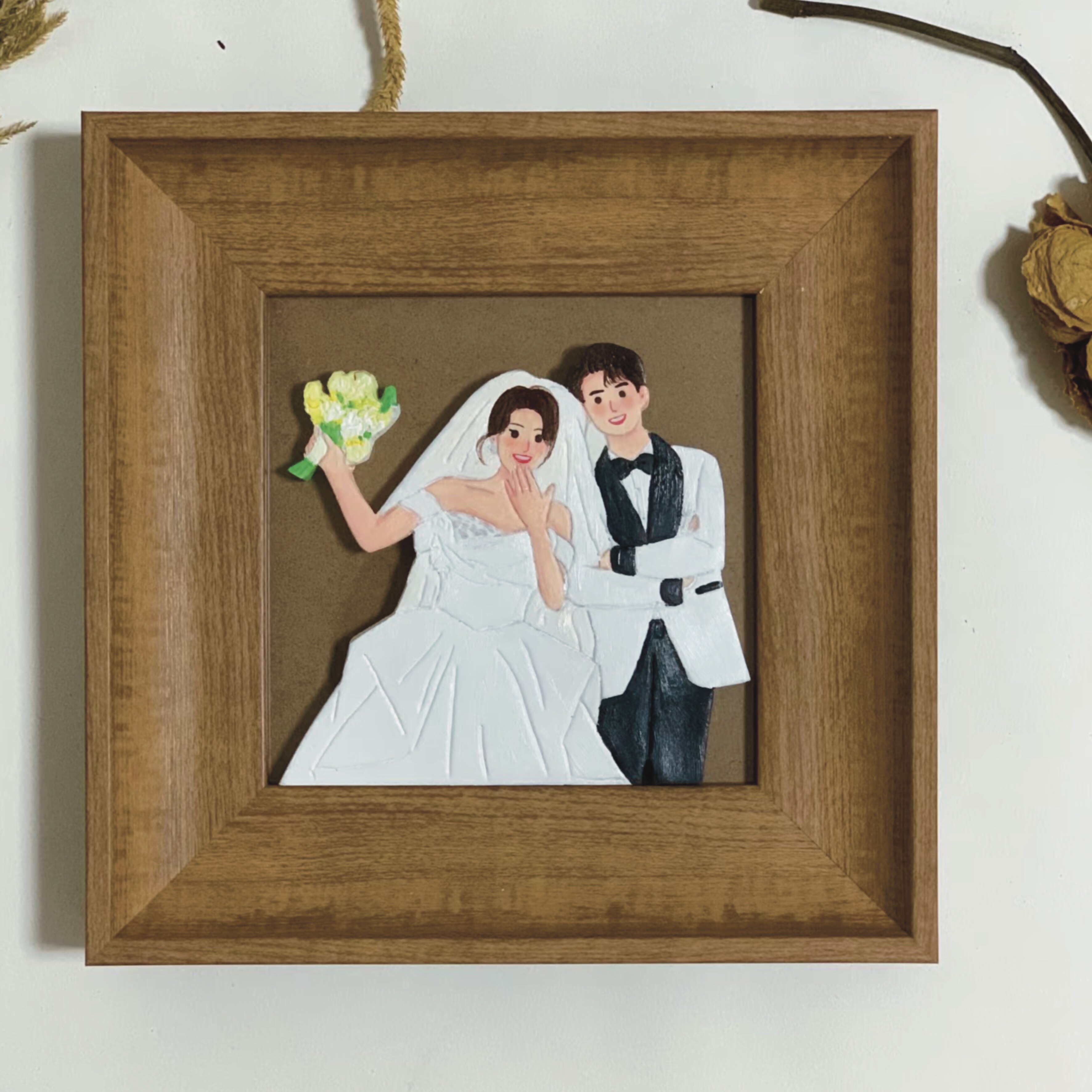 冰箱贴卡通真人粘土手作diy纪念品情侣定制礼物婚纱照画框摆件