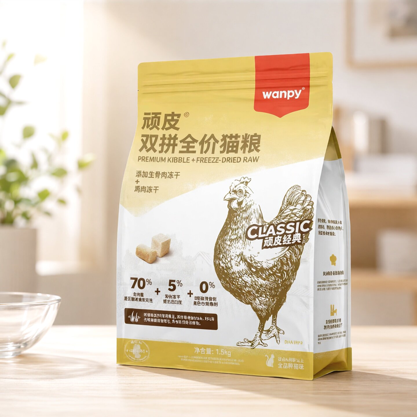 wanpy顽皮双拼全价猫粮添加生骨肉冻干鸡肉/冻干三文鱼冻干通用粮图片