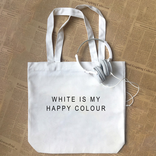 black white is my HAPPY COLOUR欧美字母印字帆布包手提袋diy