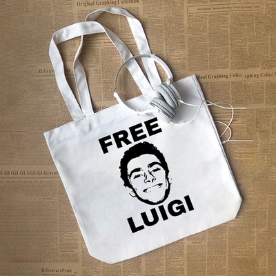 Luigi Mangione易吉曼吉奥内头像休闲街头欧美纯棉帆布包手提袋