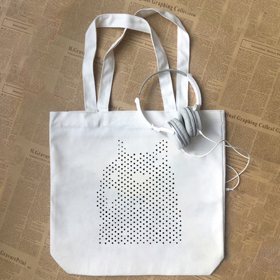 elon musk马斯克圆点大狗狗币DOGE卡通图案个性纯棉帆布包手提袋