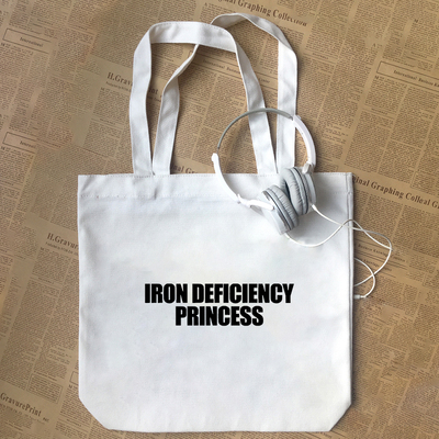 IRON DEFICIENCY PRINCESS趣味英文夏季小众帆布包手提袋