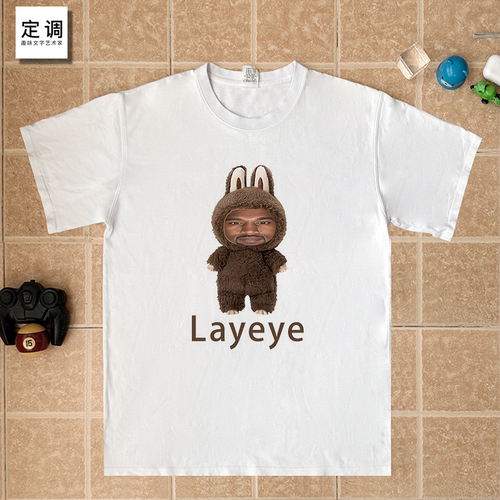 layeye恶搞侃爷kanye创意短袖纯棉T恤男女童趣味宽松上衣服