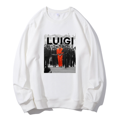 Luigi Mangione橙色超人美国纽约照片路易吉曼吉圆领卫衣帽衫diy