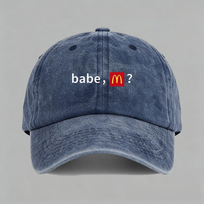 babe McDonalds麦门永存麦当劳信徒字母棒球帽水洗做旧鸭舌帽子