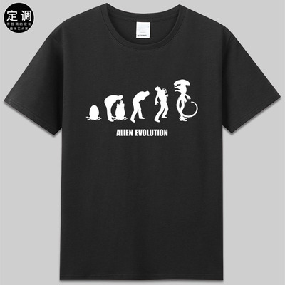 ALIEN EVOLUTION外星异形进化论有趣味搞怪电影纯棉短袖t恤衣服男