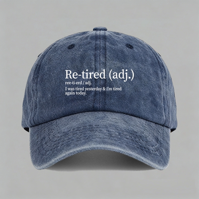 I was tired yesterday 趣味retired谐音梗英文棒球帽鸭舌帽子