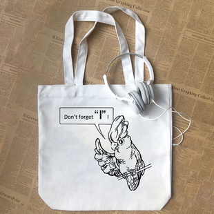 polly鹦鹉80后90后英语教材回忆青春怀旧纯棉帆布包手提袋定制