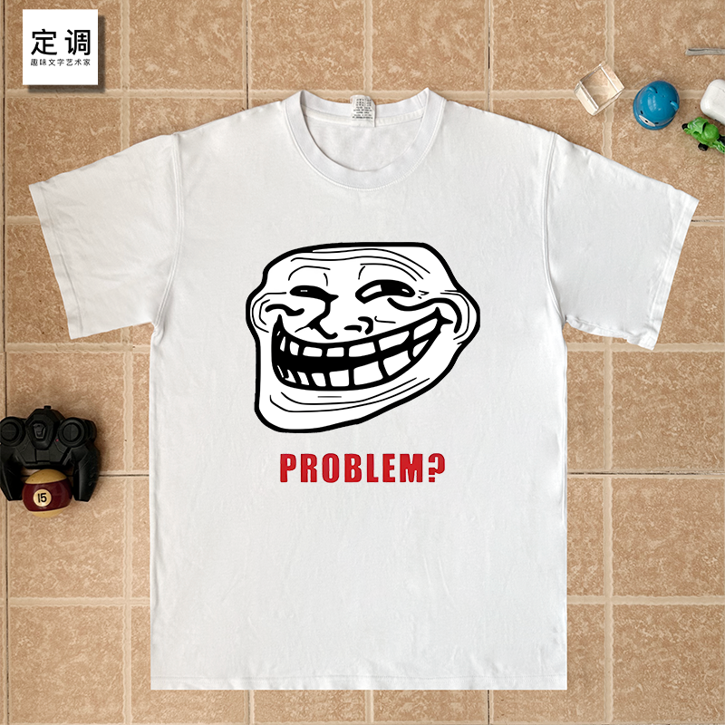TROLLFACE MEME鬼脸表情包搞怪短袖T恤男女童宽松上衣服体恤潮