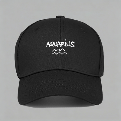 Aquarius宝水瓶座可爱字母星座男女减龄趣味文字纯棉棒球帽鸭舌帽