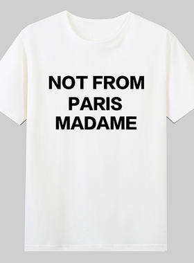 cos崔然竣not from paris madame宝蓝色短袖T恤痛衣字母纯棉韩潮