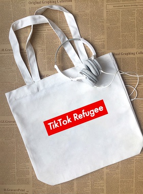TT Refugee洋抖难民欧美字母趣味文字纯棉帆布包手提袋定制