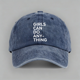 girls can do anything欧美字棉棒球帽子水洗软顶个性定制鸭舌帽