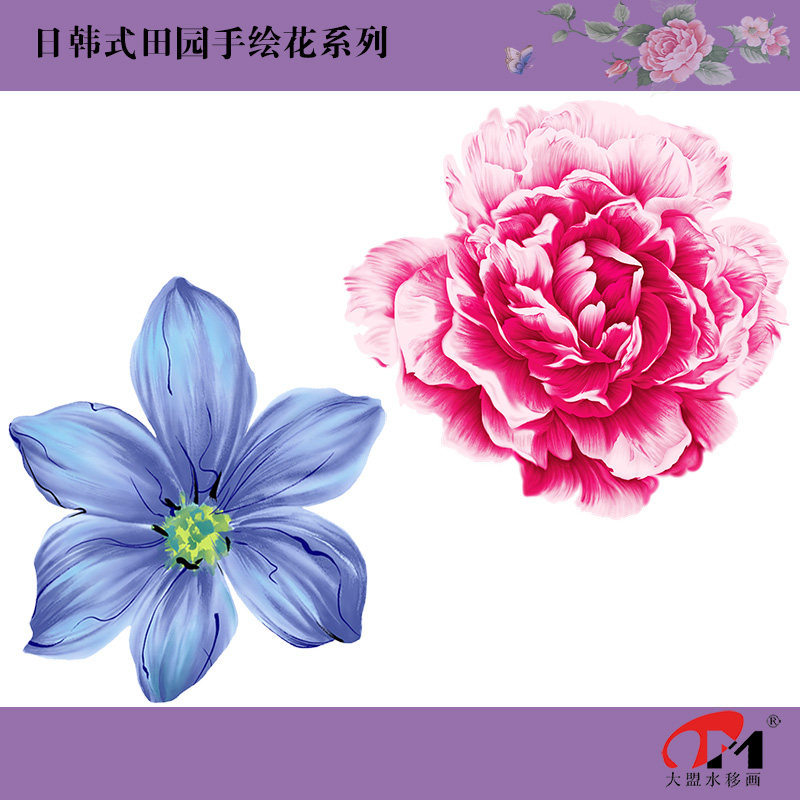 田园手绘花水移画马桶冰箱首饰盒