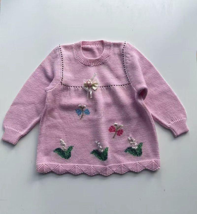 手工编织婴幼儿毛线衣女宝羊毛裙衫女童连衣裙秋冬
