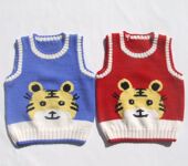 2984 毛衣 手工编织婴儿纯羊毛背心宝宝马甲儿童无袖