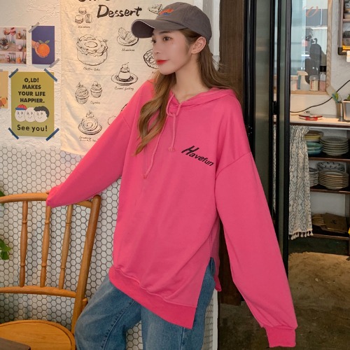 Korean version of real shooting autumn dress: simple and easy ins loose slit long sleeve thin sweater women's 6535 fish scale