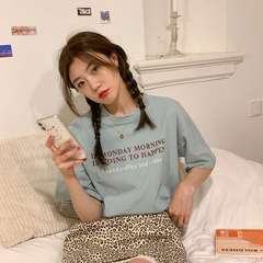 Real shot new summer dress Korean version simple and versatile letter printing short sleeve T-shirt women's cotton