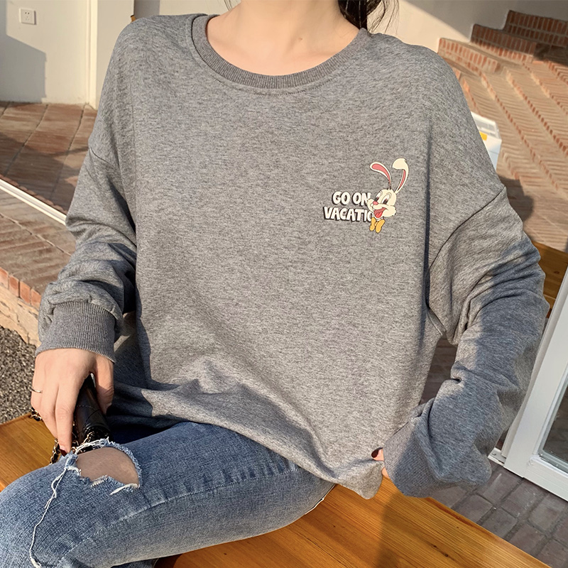 Real shooting 21 spring clothes Korean version versatile cartoon animation versatile cute cartoon thin T-shirt women's lazy top