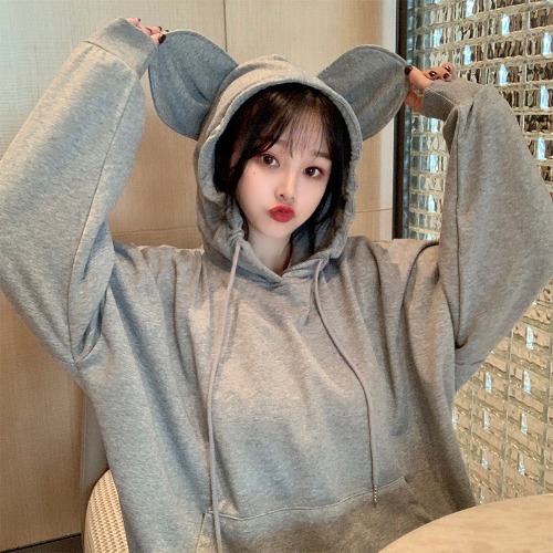 Shooting autumn and winter new Korean version of ulzzang loose and lovely hooded thin 6536 fish scale sweater