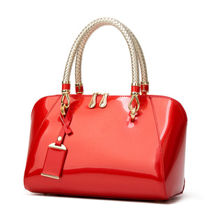 红色漆皮结婚包包新娘包高级感手提包女大容量亮面时尚 妈妈斜挎包