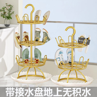 阳台落地拖鞋架子家用悬挂旋转室外晒鞋神器收纳凉鞋带接水盘