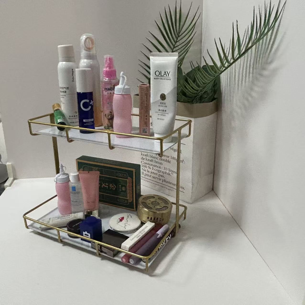 铁艺化妆品置物架桌面多层收纳架口红眼影护肤品整理架梳妆台专用