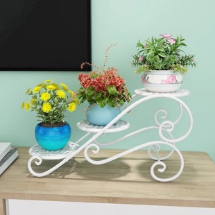 二三层花架办公桌盆栽室内外铁艺多肉架小花架桌面花盆架客厅阳台