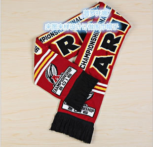 厂家订做腈纶针织提花足球球迷围巾 运动会球迷围巾定制开发票