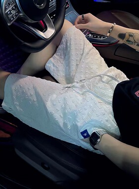 网红夏季男士短裤2026新款提花直筒宽松潮流五分裤居家休闲运动裤