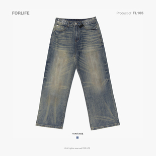 复古中腰做旧水洗直筒牛仔裤 FOR fit dirty FL105 LIFE