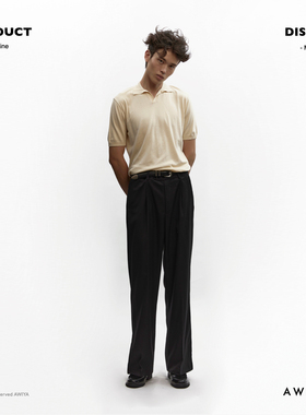 AWIYA璈雅 桑蚕丝针织衫兰精天丝POLO短袖复古翻短袖 AW601