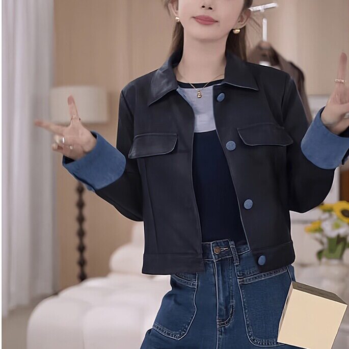 同款黑色短款皮衣外套2024年春秋新款早秋感小个子皮夹克上衣潮流