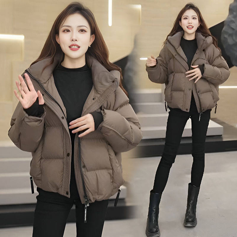 短款棉服外套女短款2024欧货小个子连帽宽松百搭加厚保暖面包服潮