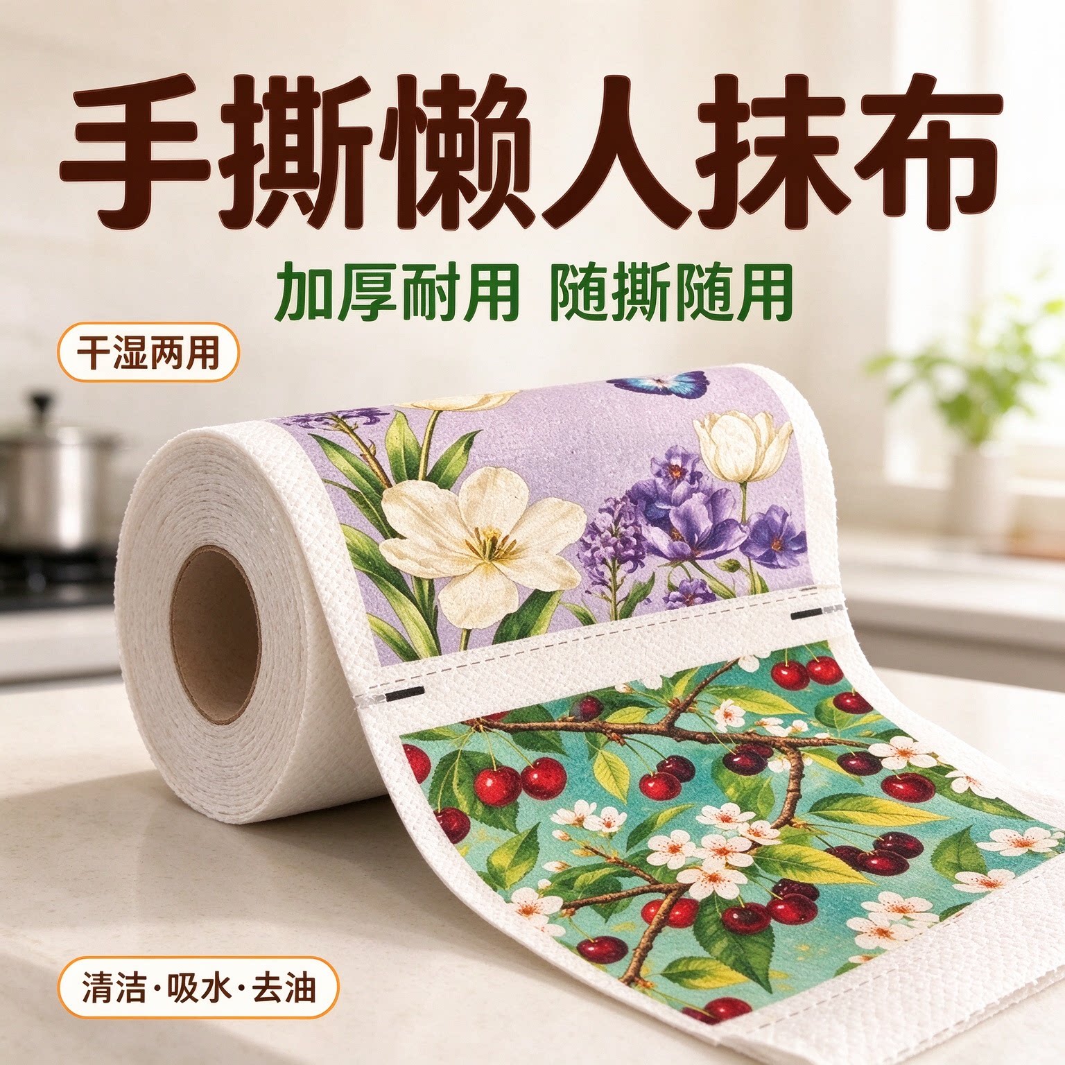 手撕抹布复古风艺术抹布超细纤维毛巾厨房干湿两用懒人周抛抹布卷