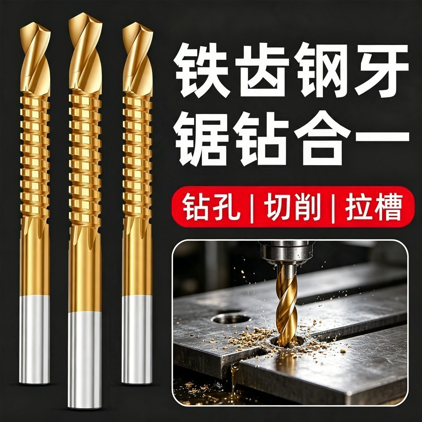 锯齿麻花钻头电钻麻花钻拉槽木工木材拉花打孔多用切削木工钻头