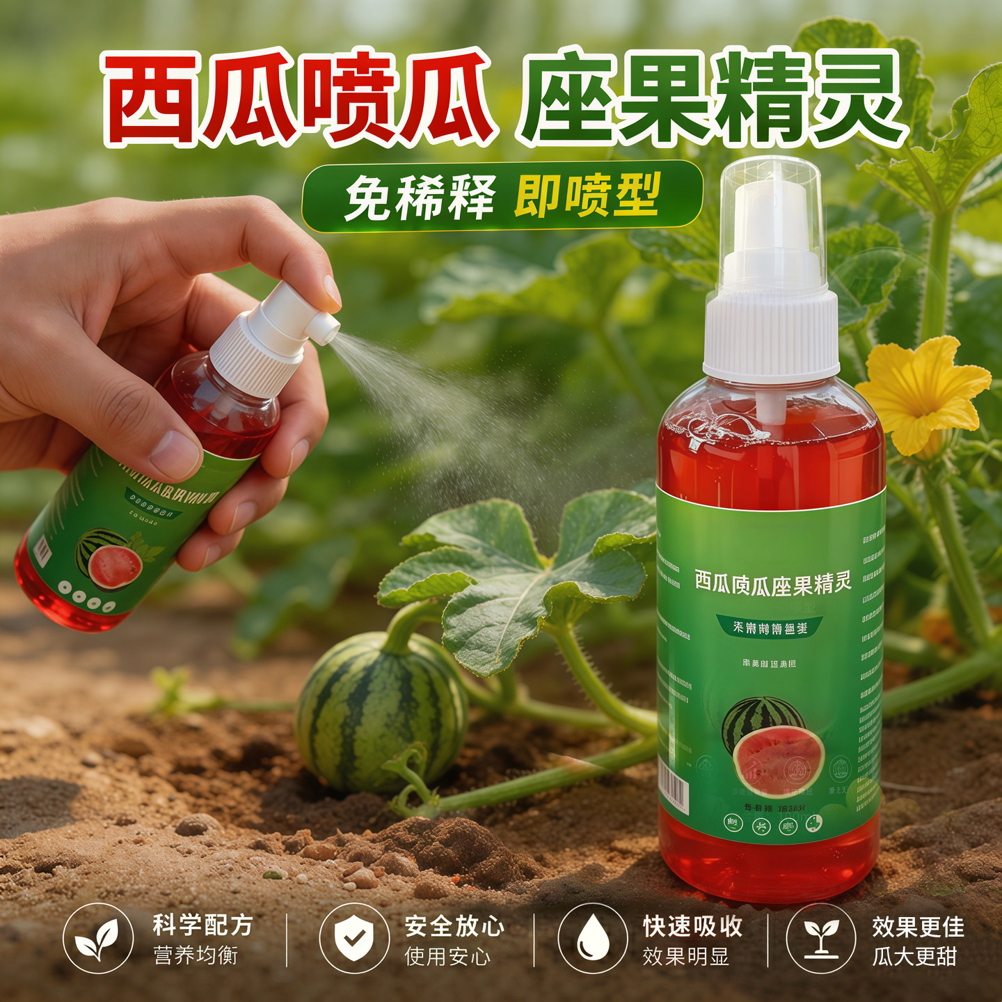 西瓜喷瓜座果精灵-西瓜增肥喷花增瓜西瓜高效增产剂坐果灵